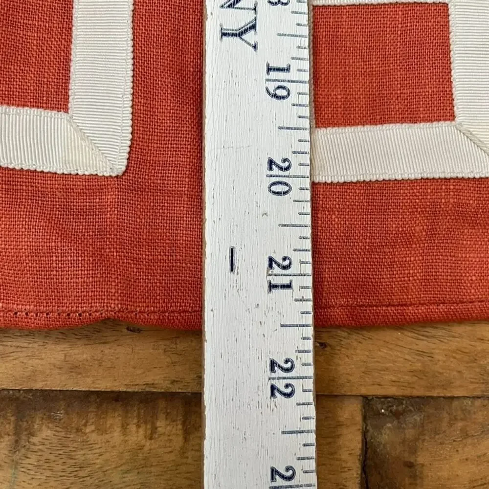 Barclay Butera Breeze Scarlet Linen Greek Key Pillow Covers 21” X 21”